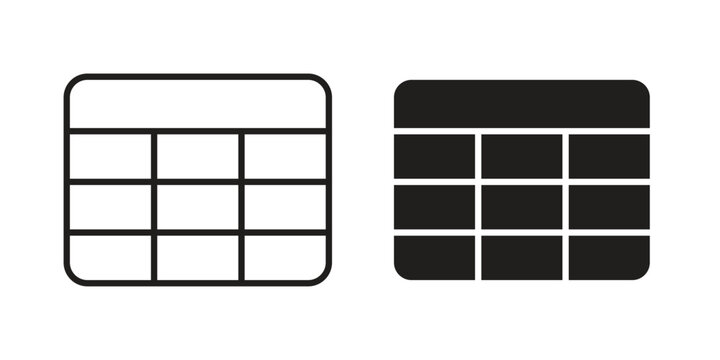 Table layout icons. Outline and filled icons. Vector Graphic. EPS 10