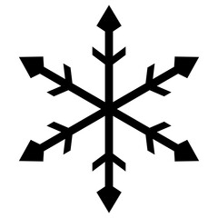 Black Snowflake Symbol Icon Isolated on Transparent Background