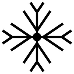 Black line art snowflake icon isolated on transparent background.