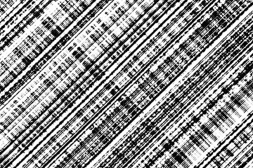 Macro halftone of rough diagonal stripes resembling weathered wooden planks or floorboards, black ink grunge pattern on a transparent background.