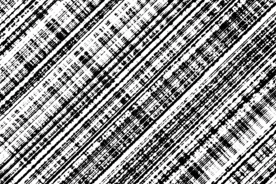 Macro halftone of rough diagonal stripes resembling weathered wooden planks or floorboards, black ink grunge pattern on a transparent background. - Powered by Adobe