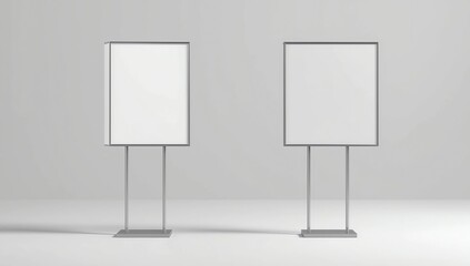 Indoor Pedestal Steel Sign Stand poster banner advertisement Display, Lobby Menu Board. Blank white 3d rendering