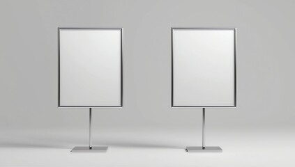 Indoor Pedestal Steel Sign Stand poster banner advertisement Display, Lobby Menu Board. Blank white 3d rendering