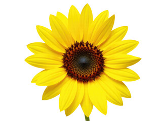 Fototapeta premium A bright yellow sunflower with a dark black center on a white background, perfect for adding a pop of color to any design