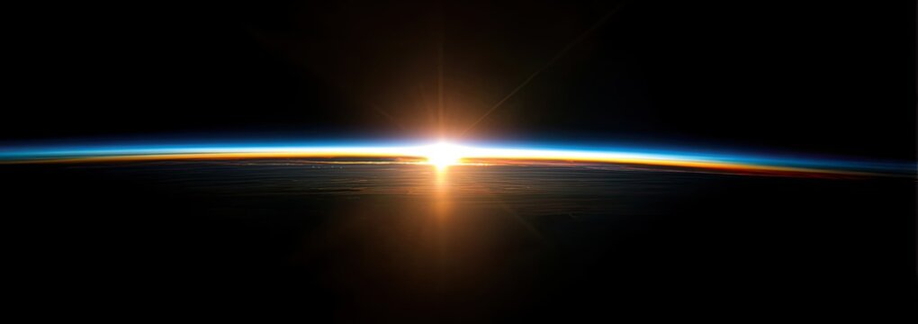 Earth sunrise over atmosphere