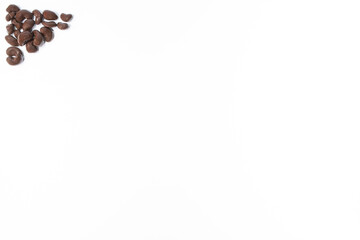 Obraz premium A corner full of salted chocolate cashews on a white flat lay.