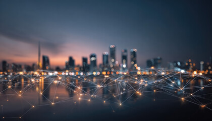 futuristic modern smart city with global communication network technology.	