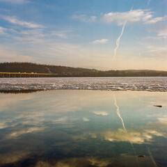 Sunrise on a frozen lake