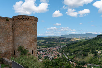 Italy - Orvieto - Rocca Albornoz - Medieval fortress tower overlooking the Umbrian valley and town below