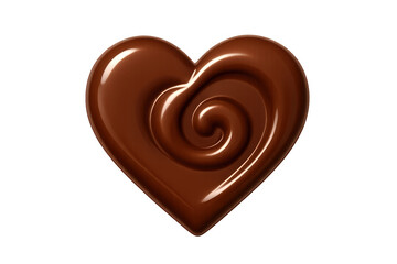 Chocolate heart shape with glossy spiral swirl