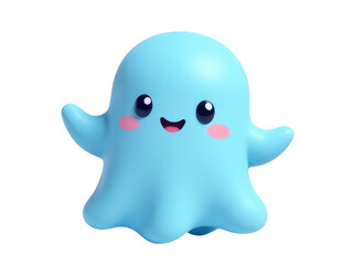Fototapeta premium A small blue ghost toy with a pink nose and eyes, perfect for Halloween decorations or creative play