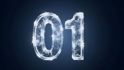 Outlined numbers zero and one against a dark blue background. Perfect for digital technology concepts or educational designs.