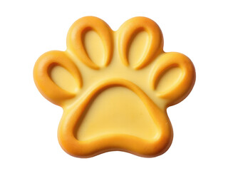 Close-up of a dog's paw print on a plain white surface, ideal for pet-related designs or educational materials