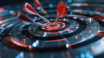 Dart hits the target, a symbol of business goals and precision