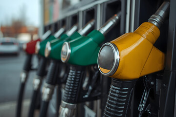 closeup.Pump nozzles at the gas station