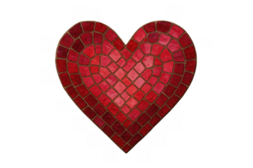 Red heart shaped mosaic tile art object