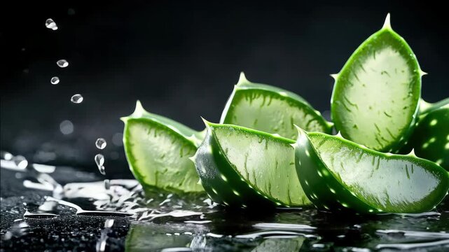 Delicious cactus slices with vibrant green skin and clear juices, perfect for a refreshing beverage.