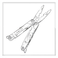 Scissors detailed sketch vector illustration - Cutting tool equipment drawing