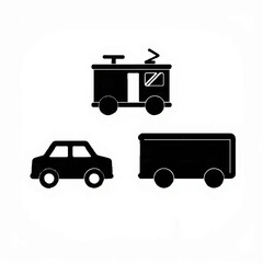 Vehicle icons set vector illustration - Car tram truck transport symbols