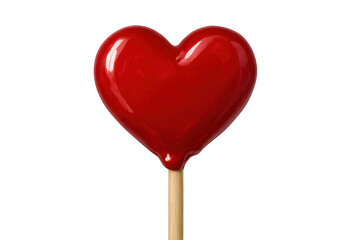 Red heart lollipop on stick symbolizing love and romance