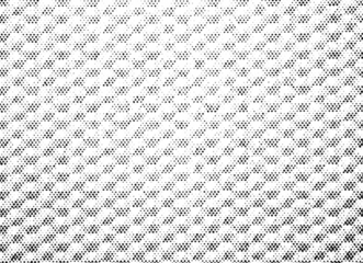 Extreme macro of printed halftone dots forming a repeating hexagon honeycomb grid. Black-and-white raster pattern isolated on a transparent background PNG for overlays, masks, and design.