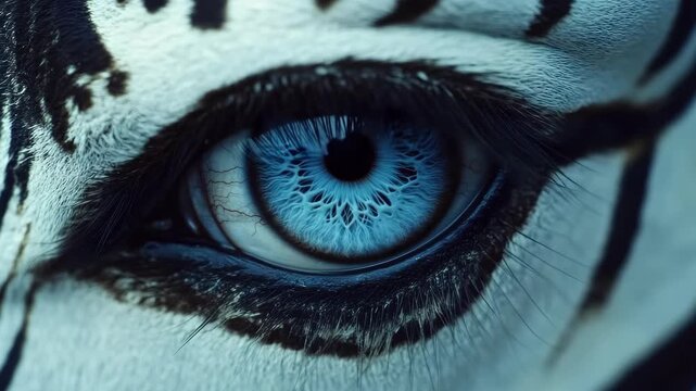An eye that combines the beauty and intensity of a human gaze with the striking patterns of a tiger's face. Perfect for wildlife, nature, or animal-themed concepts.