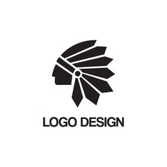 simple black apache chief for logo design