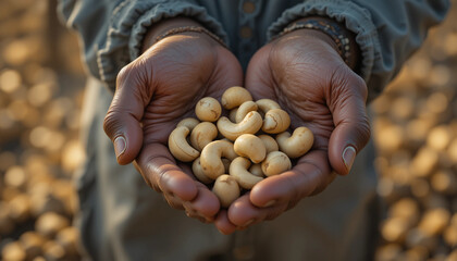 hand full of cashew nuts