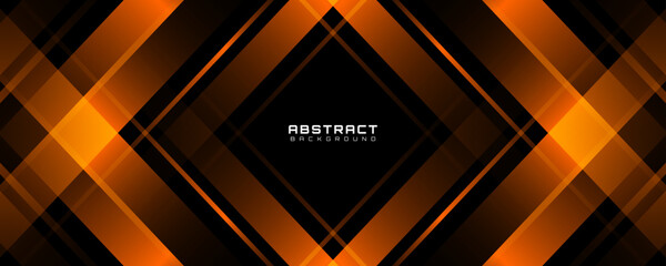 3D orange abstract background overlap layer on dark space with polygon lines effect decoration. Modern graphic design element cutout style concept for web, poster, art, flyer, card, or brochure cover