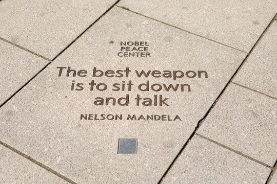 Nelson Mandela Quote Inscribed on Pavement at Nobel Peace Center Oslo