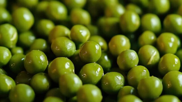 A pile of vibrant green peas ready for purchase