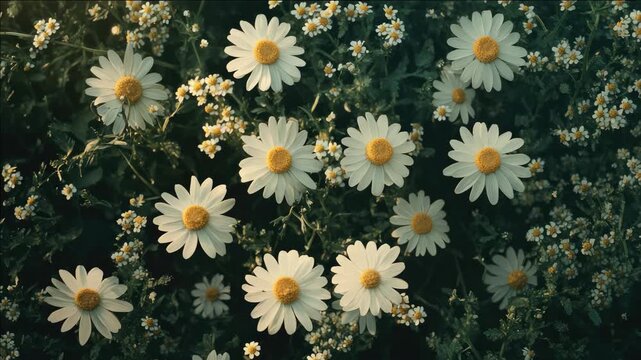 The captures the delicate beauty of wild daisies and baby's breath growing together in a lush field. Each flower is intricately detailed, showcasing nature's artistry.