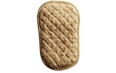 Premium exfoliating mitt created for body scrubbing, removal of dead skin cells, and spa-like home treatments isolated on transparent background PNG