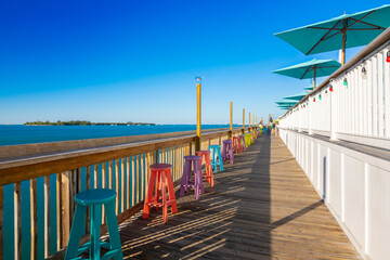 Walkway along the water during sunset in Key West Florida