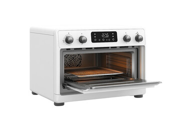 Fototapeta premium Modern digital toaster oven with compact countertop design ideal for efficient cooking and meal preparation isolated on transparent background PNG