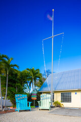 Colorful oversized beach chairs at the Key Largo Visitor Center