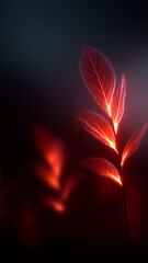 Mysterious red plant silhouette glowing in the dark