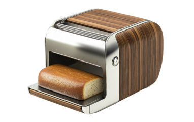 Modern bread slicer featuring digital controls and sharp blades ideal for uniform slices and everyday baking use isolated on transparent background PNG