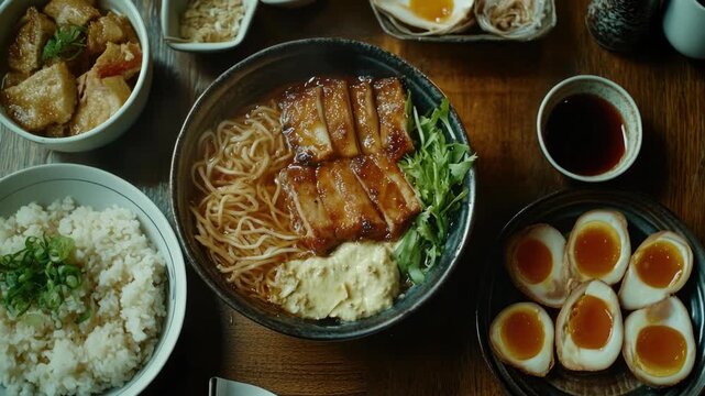 A variety of oriental dishes ready for dining