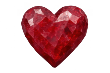 Red faceted gemstone heart symbolizing love and passion