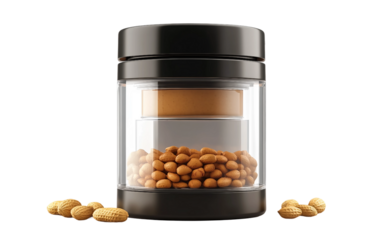 Electric peanut butter maker with transparent container designed for smooth homemade nut butter and kitchen convenience isolated on transparent background PNG