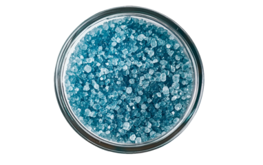 Glass jar filled with natural Epsom salt perfect for aromatherapy, skin care, and home spa treatments isolated on transparent background PNG