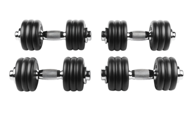 Ergonomic dumbbell hand weights designed to improve arm strength coordination and overall fitness isolated on transparent background PNG