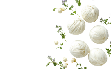 Handmade herbal massage balls ideal for spa treatments, aromatherapy, and tension reduction isolated on transparent background PNG