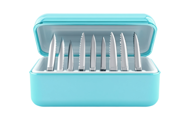 Kitchen knife sterilizer box using magnetic alignment for cleanliness protection and modern food safety isolated on transparent background PNG