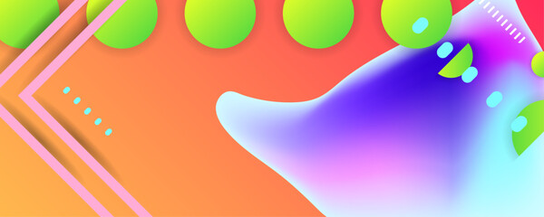 Orange New bright juicy summer abstract fluid creative banner, trendy bright neon colors with dynamic lines