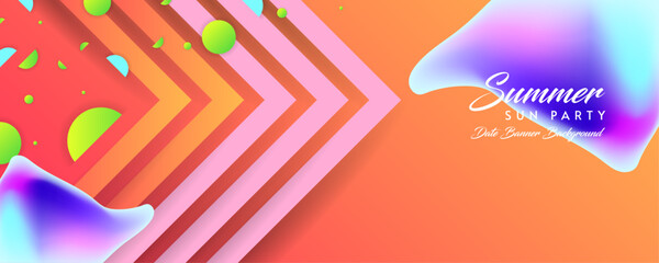 Orange New bright juicy summer abstract fluid creative banner, trendy bright neon colors with dynamic lines