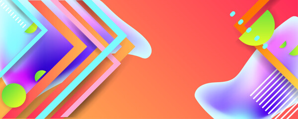 Orange New bright juicy summer abstract fluid creative banner, trendy bright neon colors with dynamic lines