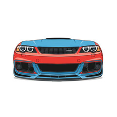red blue sports car front view graphic design.