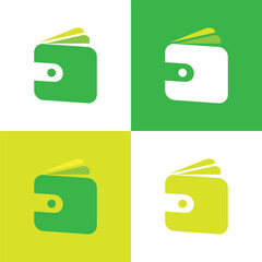 This image is a logo design of an opened wallet in flat style that can be used as e-wallet logo